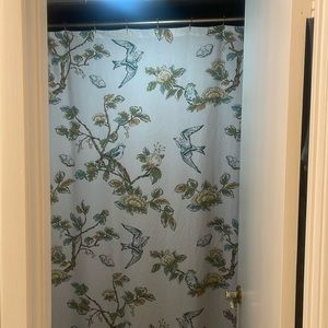 Bird and flower shower curtain